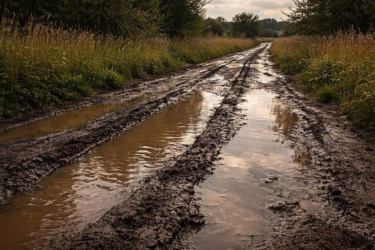 брудна дощова вода на дорозі
